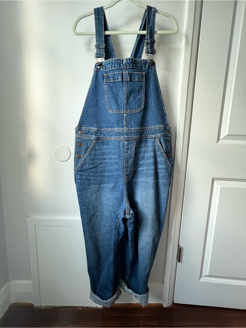J CREW Factory Denim Overalls XL
